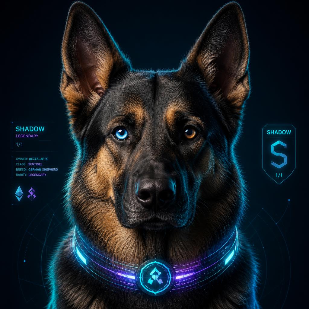 ZAYKO, a black and tan German Shepherd with one blue eye and one hazel eye